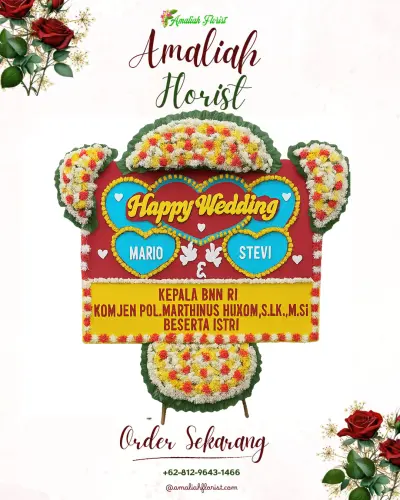Karangan Papan Bunga Pernikahan di Cikurutug